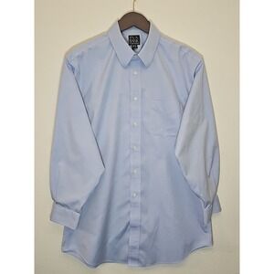 Jos A Bank Traveler Blue Dress Shirt Mens Long Sleeve Button Up Tailored Sz 16.5